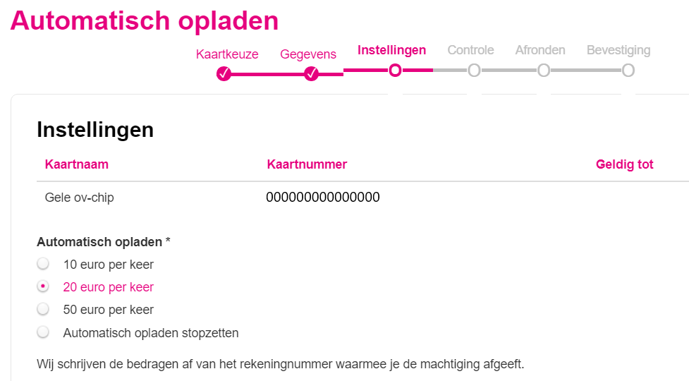 OV-chipkaart automatisch opladen